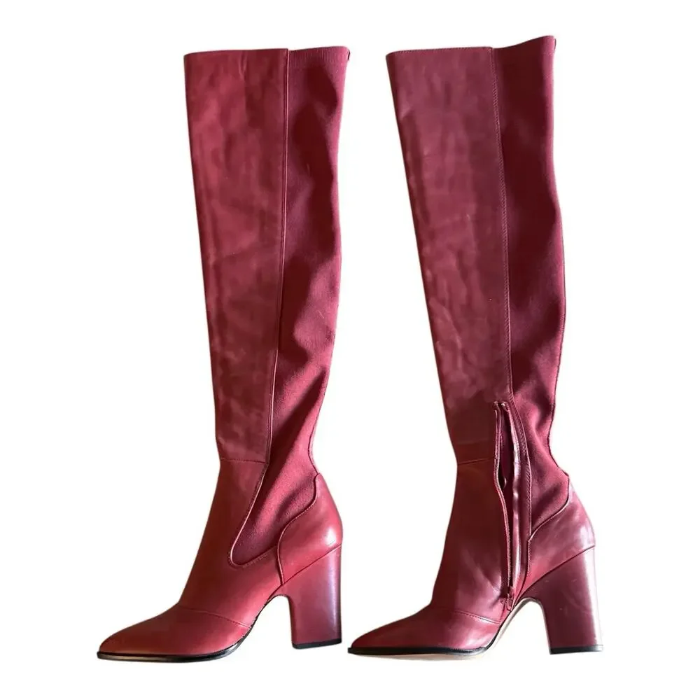 Sam Edelman Women's Natasha High Red Knee High Boot Burgundy 7.5 NWT